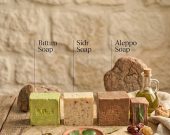 Handmade Bıttım, Sidr, Aleppo Soap Bundle – Natural Herbal Soaps Set