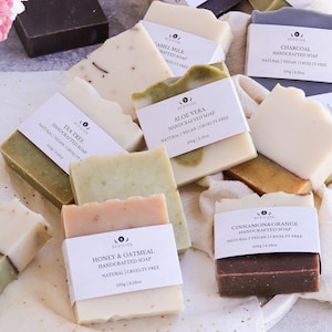 Handmade Natural Soap Bars | Cold Process Vegan Soaps | Moisturizing & Nourishing | Plastic-Free- Palm Oil-Free | Gift Box Assortment