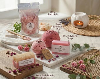 Handmade Rose Garden Spa Gift Set – 5 Piece Vegan Bath Box