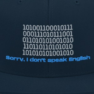Embroidered Programmer Code Snapback Hat | Software Engineer | Technology Humor | Don&#39;t speak English