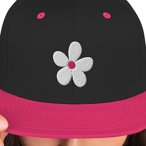 Embroidered Flower Snapback Hat: Floral Baseball Cap
