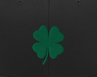 Embroidered Four Leaf Clover Snapback Hat - St Patrick&#39;s Day Lucky Hat