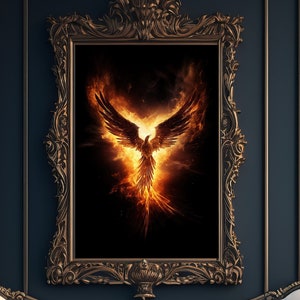 Fiery Phoenix Bird Art Print: Mystical Wall Decor (Digital Download)