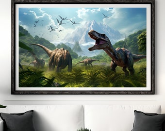 Realistic Dinosaur Art Print: Prehistoric Jurassic Scene (Digital Download)