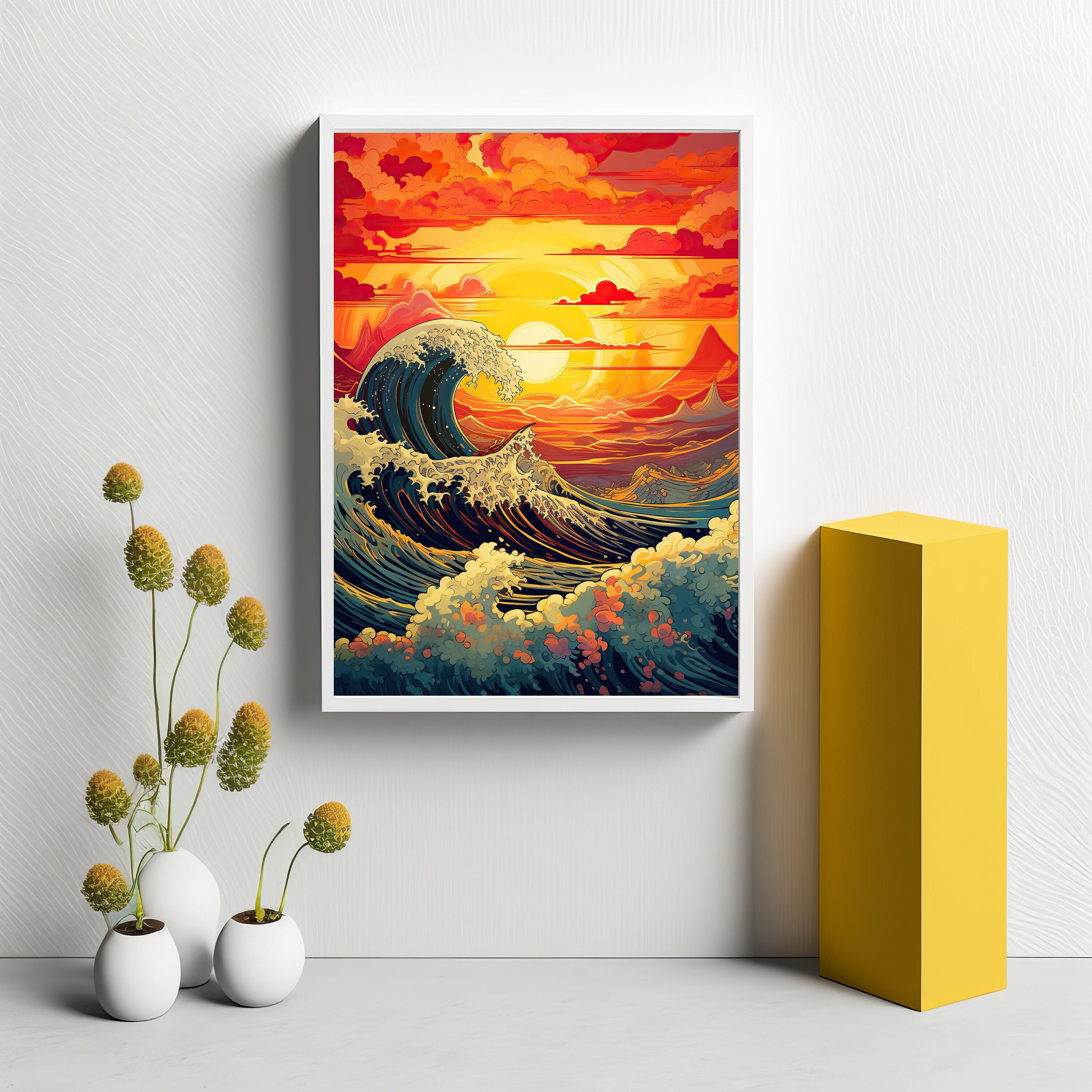 Japanese Waves Art Japan Printable Wall Art Japanese Waves Beach Surfer