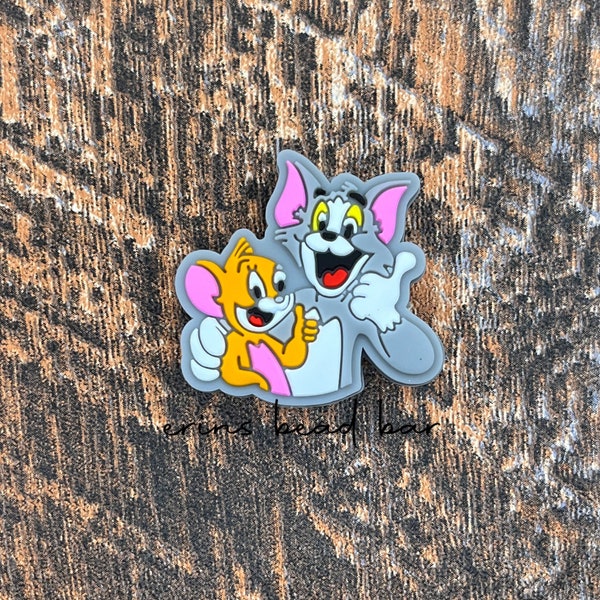 Tom and Jerry Silicone Focal, Cat and Mouse Focal Bead, Cute Focal, Silicone Focal, Beaded Pens