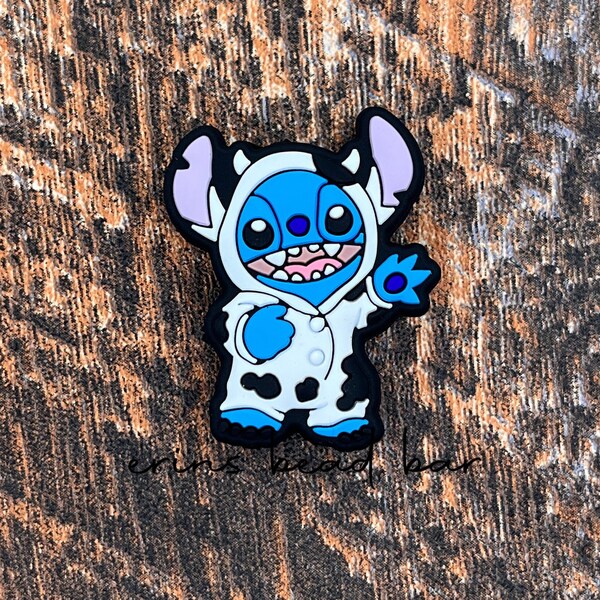 Cow Stitch Focal, Stitch In Cow Costume, Alien 626 Silicone Focal, Stitch Focal Bead, Cartoon Focal, Silicone Focal Bead, Beaded Pens