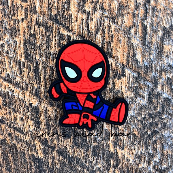 Spidey Silicone Focal, Spider Man Focal Bead, Suoerhero Focal, Focal Bead, Silicone Focal Bead, Beaded Pens