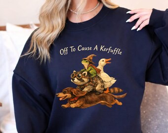Dachshund Frog Raccoon Goose T-Shirt, Whimsical Animal Stack Graphic Tee
