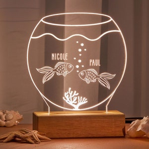 Sea Lover's Custom Night Light! Personalized Led Lamp as Anniversay Gift for Her. Custom Night Light. 3D Night Lamp Gift for Wife.