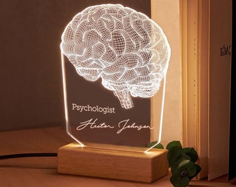 Personalized Desk Lamp for Your Psychologist or Psychiatrist. Perfect Doctor Gift Customized Led Light. Custom Night Lamp for Him.