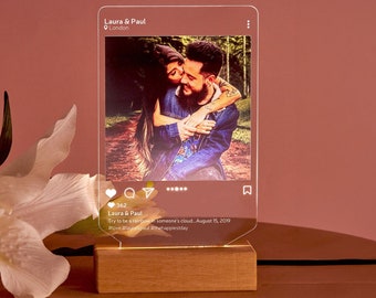 Veilleuse personnalisée en publication Instagram ! Lampe de bureau, veilleuse 3D pour amateur de médias sociaux. Lampe personnalisée en cadeau pour elle. Lampe personnalisée