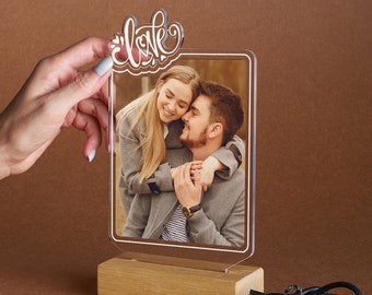 Lampada LED con foto personalizzata, regalo di San Valentino, luce notturna con foto, regalo per l'amante. Lampada a LED personalizzata, regalo fotografico per lei, regali di anniversario