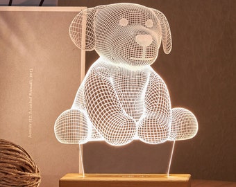 Lámpara de mesa de regalo para amantes de los perros, luz nocturna para perros con regalo de mamá para perros, luces LED de regalo para mejores amigos, lámpara de cabecera con letrero LED personalizado, regalos únicos para dueños de perros