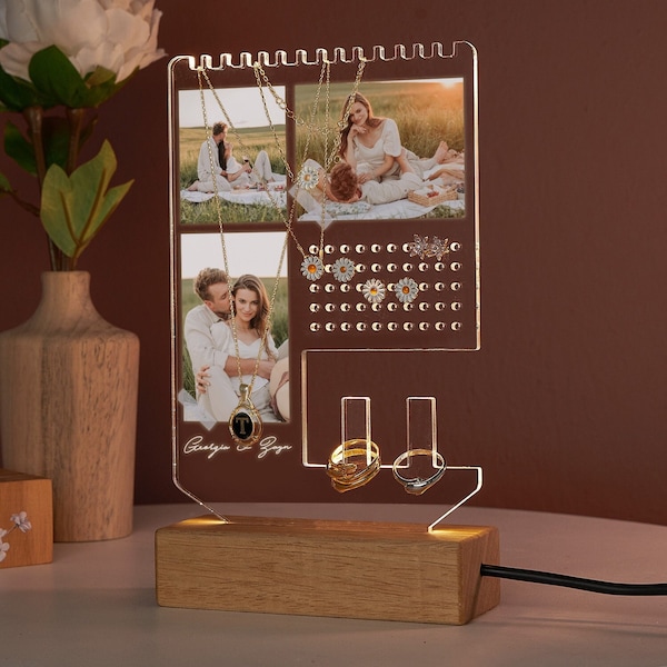 Photo Custom Jewelry Stand, Jewelry Organizer, Photo Printed Gifts, Makeup Organizer, Custom Night Light, Personalized Lamp, Jewelry Holder