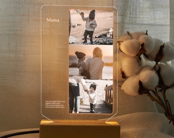 Custom Photo Collage LED Light for Mothers Day Gift, Personalized Photo Night Light as Gift for Mom, Photo Collage Gift for Mama, Photo Lamp