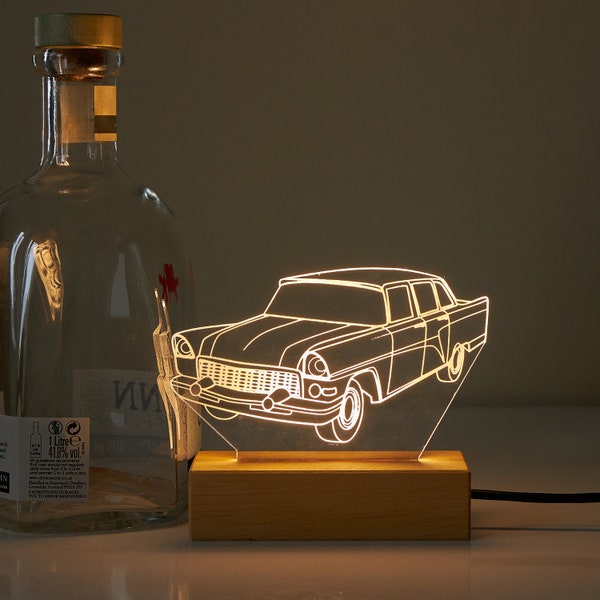 Vintage auto ontwerp LED licht cadeau voor hem, tafellamp auto minnaar geschenken, klassieke auto nachtlampje cadeau voor vriend, aangepaste 3D auto nachtlampje