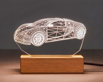 Hypercar Led Light as a Gift for Him. F1 Table Lamp Car Lover Gifts. Classc Car Night Light Gift for Boyfriend. Gift For Him