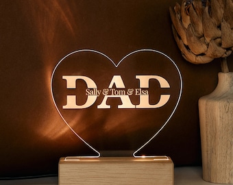 Personalized DAD Night Light, Bedroom Night Light, Custom Name Light U, Best Dad Ever, Fathers Day Gifts, Personalized Gifts, Gift for Dad