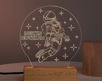 Custom Astronaut Night Light, 3D Illusion Lamp, Night Light for SpaceLover. Personalized Astronaut Led Light Gift for Astronomy Lover.