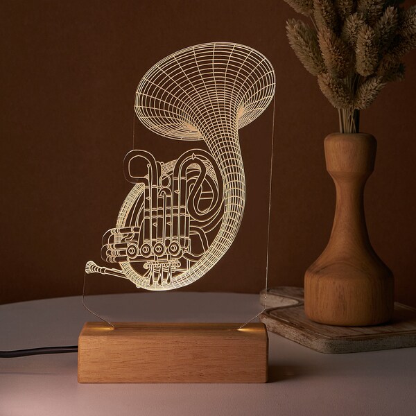 Waldhorn Nachtlicht Geschenk für Musiker. 3D Horn Lampe als Geschenk für Musiker. Nachtlicht für Musikliebhaber. HIMYM Geschenke für Sie