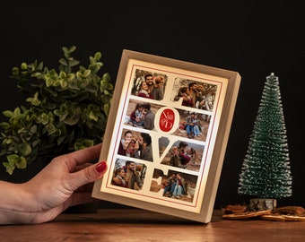 Luminaire LED pour cadre photo collage, cadeau Saint Valentin, caisson lumineux pour cadre photo, cadeau amoureux pour lui, cadeau personnalisé pour couple, lampe de bureau