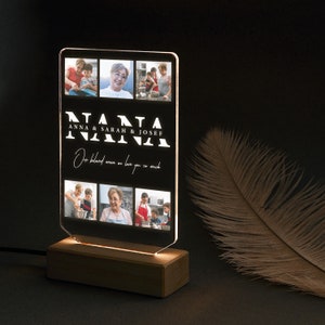 NANA LED Table Lamp, Desk Lamp Photo Gift for Nana, Grandma Grandparent NANA Gift, Acrylic Plaque Night Light, Bedside Lamp Gift for Grandma