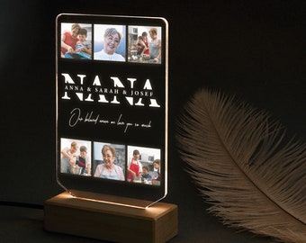 NANA LED Table Lamp, Desk Lamp Photo Gift for Nana, Grandma Grandparent NANA Gift, Acrylic Plaque Night Light, Bedside Lamp Gift for Grandma