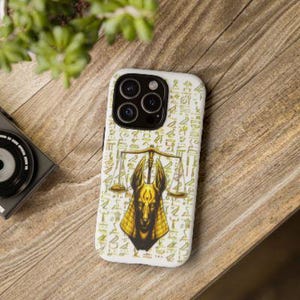 Anubis Style Ancient Egyptian Tough White Phone Case, Protective Smartphone Case, Mythology Theme