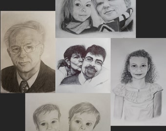 Portrait drawing with graphite pencil or ballpoint pen