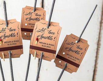 Personalisierte Wunderkerzen Tags für Hochzeit, Wunderkerzen Tags für Hochzeit, Hochzeit Sparklers Tags mit Match Tape