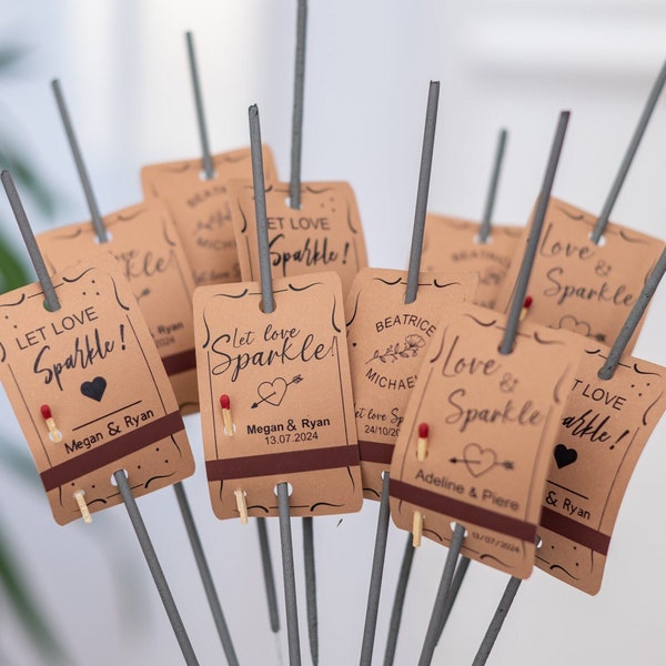 Personalisierte Wunderkerzen Tags für Hochzeit, Wunderkerzen Tags für Hochzeit, Hochzeit Sparkler Tags mit Match Tape-Personalisierte Feuerwerk Etiketten