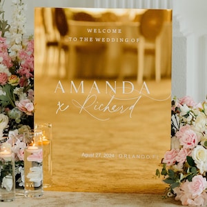 Gold Mirror  Wedding Welcome Sign-Welcome To Our Wedding Sign-Mirror Welcome Sign-Gold Wedding Signage- Reception Signage-Wedding Sign