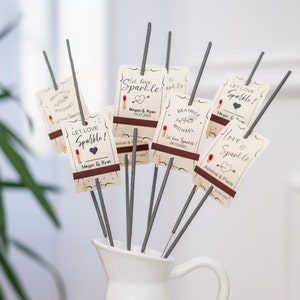 Personalisierte Wunderkerzen Tags für Hochzeit, Wunderkerzen Tags für Hochzeit, Hochzeit Sparkler Tags mit Match Tape-Personalisierte Feuerwerk Etiketten Bild 3