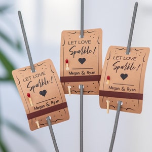 Personalisierte Wunderkerzen Tags für Hochzeit, Wunderkerzen Tags für Hochzeit, Hochzeit Sparkler Tags mit Match Tape-Personalisierte Feuerwerk Etiketten Bild 4