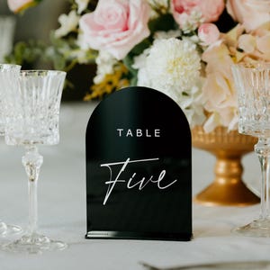 Wedding Table Numbers- Black Acrylic Table Numbers-Arched Table Numbers-Elegant and  Modern Wedding  Table Numbers-Reception Table Signs