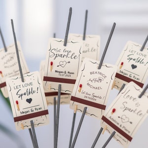 Personalisierte Wunderkerzen Tags für Hochzeit, Wunderkerzen Tags für Hochzeit, Hochzeit Sparkler Tags mit Match Tape-Personalisierte Feuerwerk Etiketten Bild 2