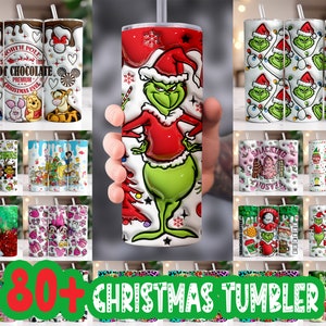 Design 3D, 2D Cartoon Funny Christmas Tumbler Bundle, 20oz Skinny Tumbler Bundle Wrap, Christmas Tumbler Sublimation Designs PNG