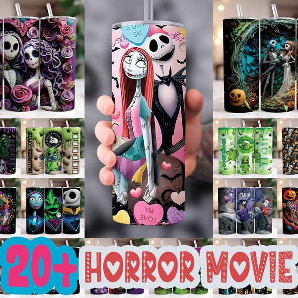 20 Nightmare before Christmas, Valentine Jack Skellington, Sally, Skinny Tumbler Design, Sublimation Tumbler, Valentine Tumblr Wrap