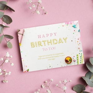 Glitzernde rosa Geburtstagskarte mit goldener Farbe für Ihre Lieben – Geschenk für Familie und Freunde – drücken Sie Ihre Liebe mit einem freudigen Geburtstagswunsch per Post aus