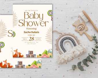 Baby Shower Invitation Digital, Baby Shower Party Card, Customizable Invite, Baby Gender Reveal, Instant Download, Baby Celebration Invite