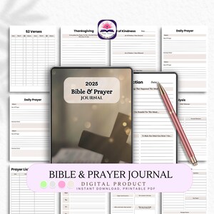 2025 Bible And Prayer Journal, Devotional Notebook, Christian Diary, Prayer Planner, Faith Journal, Spiritual Gift.
