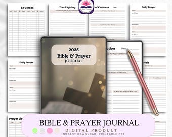 2025 Bible And Prayer Journal, Devotional Notebook, Christian Diary, Prayer Planner, Faith Journal, Spiritual Gift.