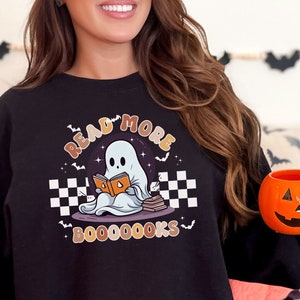 Sudadera de Halloween para maestros, Maestra de Halloween, Leer más libros Sudadera, Sudadera con capucha fantasma para maestros espeluznantes, Estética de moda espeluznante para maestros