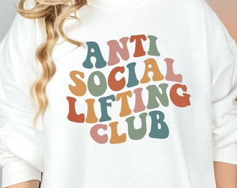 Anti Social Lifting Club Pump Cover Crewneck, Gym Sweater, Fitness-Bekleidung, übergroßes T-Shirt, Workout-Bekleidung, Fitness-Motivation, niedliches Fitnessstudio