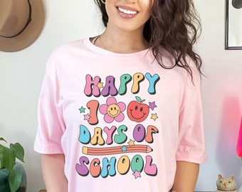 100 Days of School Shirt, Cute Illustration Teacher Shirt, Happy 100th Day Of School Celebration Back to School, Funny Gift For School Nurse