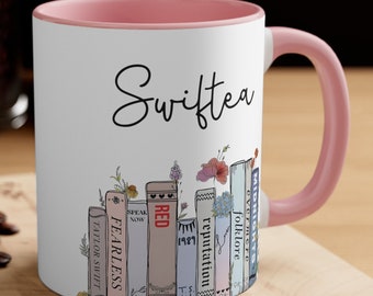 Swiftea Mug, Taylors Version Gifts, Swiftie Merch, Music Albums as Books, Swiftie Coffee Mug Swiftie Fan Gift, Trendy Floral Music Album Mug