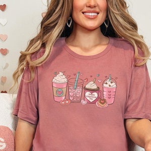 Valentines Day Coffee Shirt, Cute Pink Heart T-Shirt, V-Day Top, Coffee Is My Valentine Tee Valentine&#39;s Gift, Singles Awareness Coffee Lover