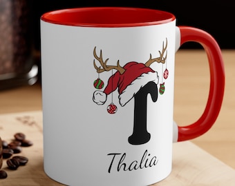 Personalized Letter Name Mug, Custom Initial Christmas Coffee Cup 2023 Family Gifts, Christmas Gift Family Keepsake, Monogram Present
