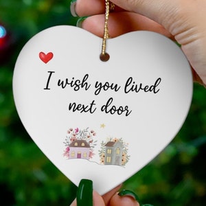 Best Friends Christmas Ceramic Heart Hanging Ornament, Gift for Friend, Missing You Gift, Long Distance Friendship Gift, Keepsake Gift